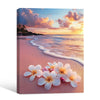 Tropical Plumeria Flower Pink Sand Coastal Sunset Wall Art