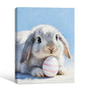 Grey Lop Bunny with Pink Striped Easter Egg Canvas Wall Art