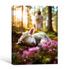 Peaceful Jesus Protecting White Lamb Floral Forest Framed Canvas Print, Religious Inspirational Wall Art for Home & Prayer Room