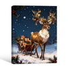 Christmas Lit Reindeer & Sleigh Framed Wall Art Winter Night Print