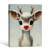 Cute Baby Red‑Nosed Reindeer Framed Wall Art Christmas Oil Painting Print