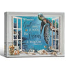 God Closes A Door He Opens A Window Sea Turtle Canvas, Nautical Faith Wall Decor
