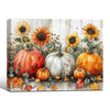Watercolor Pumpkin Sunflower Autumn Harvest Framed Wall Art Print