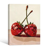 Valentine Disco Strawberry Canvas Wall Art, Retro Funky Red Disco Berry Framed Canvas Print, Romantic Trendy Kitchen Bedroom Aesthetic Wall Decor