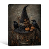 Vintage Witch Hat Raven Pumpkin Gothic Halloween Framed Wall Art Print