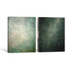 2 Piece Neutral Emerald Green Blended Abstract Canvas Prints Distressed Texture Japandi Minimalist Contemporary Wall Art