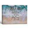 1 Peter 5:7 Framed Wall Art Cast All Your Anxiety Beach Ocean Scripture Print