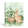 Spring Rabbit Clover Basket Canvas Print