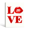 Valentine LOVE Red Lips Canvas Wall Art, Glossy 3D Style Red Letter & Lip Print Framed Canvas Print, Modern Romantic Bedroom Wall Decor