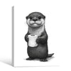 Whimsical Otter Bathroom Poster, Cute Otter Holding Toilet Paper Sketch Print, Humorous Restroom Wall Art for Animal Lovers