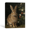 Dark Vintage Rabbit Berry Floral Vertical Canvas Wall Art
