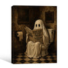Vintage Funny Ghost Reading Newspaper On Toilet Halloween Framed Wall Art Print