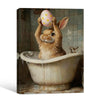 Easter Bunny Bathtub Holding Pink Egg Bathroom Canvas Wall Art