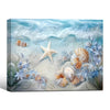 Underwater Starfish Seashell Blue Floral Canvas Print, Coastal Beach Horizontal Wall Art