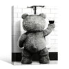 Funny Teddy Bear Wine Urinal Canvas Wall Art Black White Masculine Bathroom Decor
