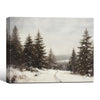 Antique Winter Forest Landscape Wall Art, Snowy Pine Tree Canvas Print, Framed Wall Decor for Living Room Bedroom
