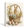Watercolor Bunny Easter Basket Floral Canvas Wall Art