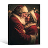 Romantic Santa & Mrs Claus Framed Canvas Wall Art, Christmas Farmhouse Decor