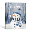 Let It Snow Snowman Framed Wall Art Blue White Christmas Winter Farmhouse Print