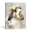 Lop Ear Rabbit Floral Crown Portrait Canvas Wall Art