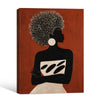 Boho Terracotta Woman Silhouette Canvas Poster, Bold Afro Hairstyle Modern Artwork for Office Gallery Wall Decor