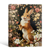 Retro Spring Floral Bunny Canvas Poster, Whimsical Woodland Animal Art Print for Living Room Kids Room Wall Decoration