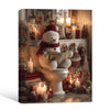 Snowman Reading Newspaper On Toilet Cozy Christmas Framed Wall Art
