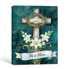 He Is Risen Cross Lily Canvas Wall Art