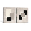 Wabi Sabi Set of 2 Neutral Geometric Abstract Canvas Wall Art Black Beige Wall Decor