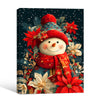 Christmas Snowman Poinsettia Framed Wall Art Vibrant Winter Floral Holiday Print