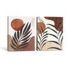 Set of 2 Terracotta Palm Leaf Boho Botanical Neutral Canvas Wall Art