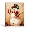 Vintage Snowman Gift Box Framed Wall Art Oil Painting Christmas Winter Print