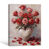 Valentine Rose Bouquet Canvas Print, Red Pink Roses in Heart Vase Vintage Floral Romantic Wall Art