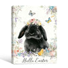 Hello Easter Black Lop Rabbit Canvas Print