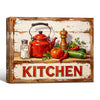 Red Kettle Rustic Kitchen Canvas Wall Art