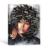 I Am African Woman Canvas Wall Art, Inspirational Afro Black Woman Positive Affirmation Portrait Painting, Motivational Black Girl Magic Wall Decor