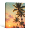Pastel Sunset Palm Tree Canvas Poster, Dreamy Tropical Island Scenery Artwork for Vacation Home Gallery Wall Decor