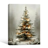 Snowy Lighted Christmas Tree Foggy Forest Framed Wall Art Christmas Decoration