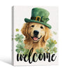 Golden Retriever St Patrick's Welcome Canvas Print