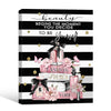 Fashion Pink Perfume Books Canvas Wall Art, Black White Stripe Inspirational Quote Beauty Vertical Print, Glam Women Bedroom Makeup Room Wall Decor
