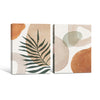 Set of 2 Terracotta Palm Leaf Boho Canvas Wall Art Neutral Organic Shape Decor