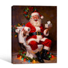 Humorous Christmas Framed Canvas Art | Funny Santa on Toilet Bathroom Wall Decor, Retro Holiday Xmas Wall Hanging Gift