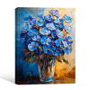 Blue Wildflowers Glass Vase Canvas Wall Art, Thick Brushstroke Impasto Oil Painting Floral Vertical Print, Modern Farmhouse Vibrant Flower Home Wall Decor