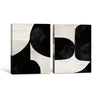 Set of 2 Black & Off White Textured Abstract Neutral Canvas Wall Art