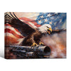 Bald Eagle American Flag Art Canvas Wall Art, Eagle Perched on Cannon Patriotic USA Canvas Print, Military Veteran Man Cave Wall Decor