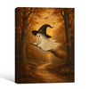 Vintage Ghost Witch Hat Broom Fall Forest Halloween Framed Wall Art Print