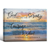 Serenity Prayer Beach Sunset Wall Art, God Grant Me The Serenity Quote Canvas Print, Christian Coastal Inspirational Home Decor