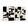 Set of 2 Black and White Geometric Abstract Canvas Wall Art Textured Block Shapes Minimalist Framed Wall Decor Living Room Bedroom