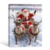 Santa Sleigh & Reindeer Framed Wall Art Vintage Oil Painting Christmas Print