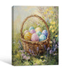 Easter Wicker Basket Colorful Eggs Wildflower Canvas Wall Art